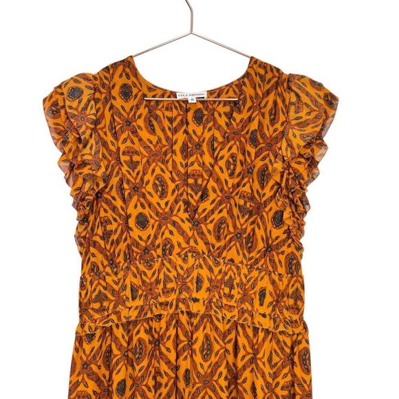 Ulla Johnson Anika Dress Ochre Silk Ruffle Size 8 - Picture 8 of 12
